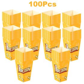 100 Pcs Popcorn Boxes 3 New Styles Popcorn Containers for Movie Party Orange Yellow White Paper Boxes Snack Chips Boxes for Puffed Rice Machine T (Color: Orange)