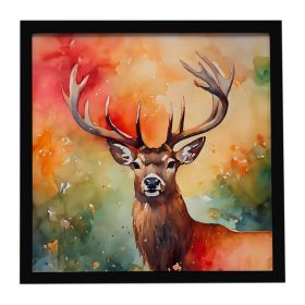 Deer Stag Framed Metal Print Bathroom, Kitchen, Office, Home Decor Wall Art Ready to Hang, Square, 8X8 (Default: Default)