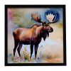 Moose Framed Metal Print Bathroom, Kitchen, Office, Home Decor Wall Art Ready to Hang, Square, 8X8