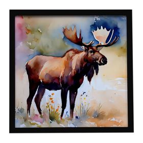 Moose Framed Metal Print Bathroom, Kitchen, Office, Home Decor Wall Art Ready to Hang, Square, 8X8 (Default: Default)