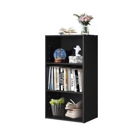 3 Tier Bookcase Modern Storage Display Cabinet (Color: Black, Type: Bookshelf)