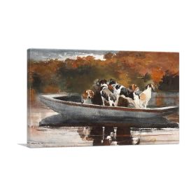 Hunting Dogs in Boat - Waiting for the Start 1889 (Type: Standard Framed Canvas Print, size: 24" x 16" / 60cm x 40cm (approx))