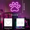 1Pc Dog Paw Print Neon Sign,LED Paw Print Neon Signs for Wall Decoration, USB Powered Dog Neon Lights with Dimmer Switch for Children's Bedroom