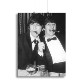 Ringo Starr and George Harrison smoking cigars Canvas Print or Poster (Type: Standard Framed Canvas Print, size: 12" x 8" / 30cm x 20cm (approx))